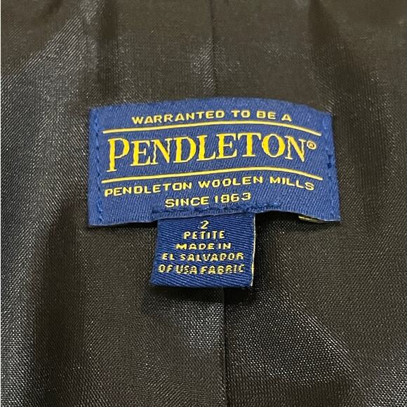 Pendleton 2P Navy Wool Blazer Jacket | Plaid Trim Preppy Old Money Equestrian - Picture 4 of 8